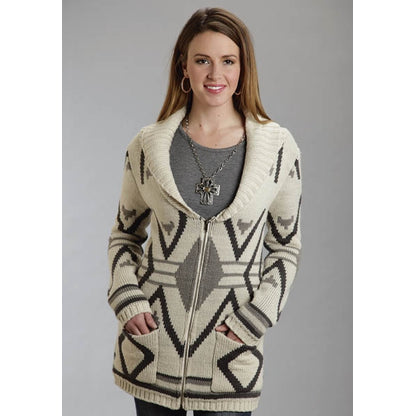 Stetson Ladies Fall II Aztec Intarsia Zipper Front Cardigan