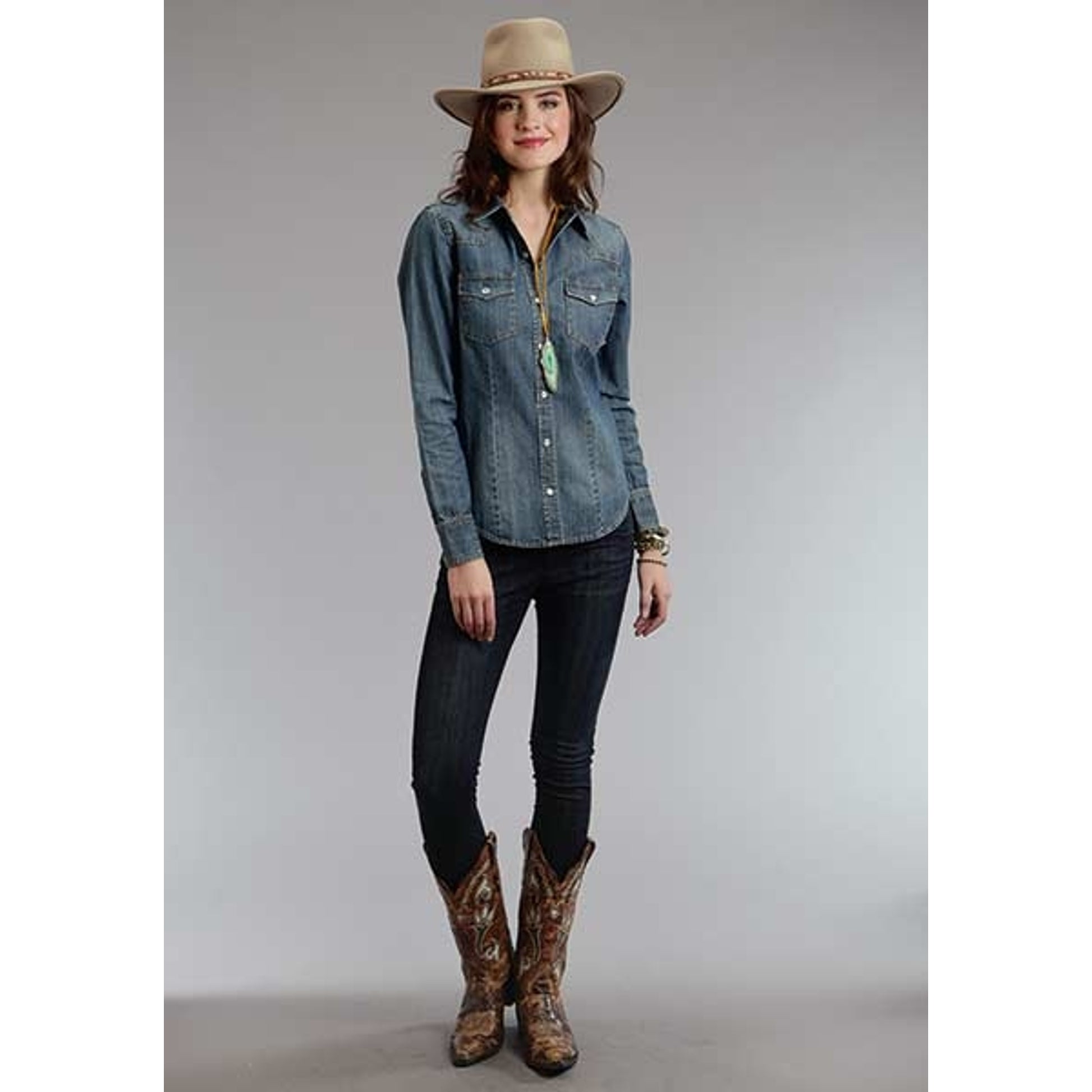 Stetson Ladies Fall II Denim Western Blouse