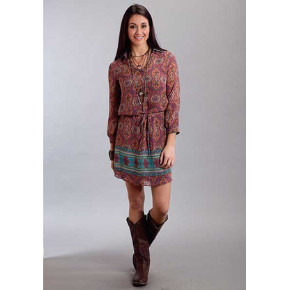 Stetson Ladies Fall II Medallion Print Chiffon Dress