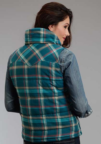Stetson Ladies Fall II Ombre Plaid Quilted Vest - Teal