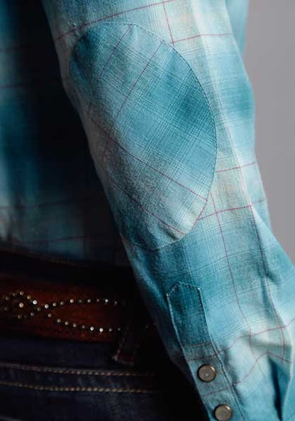 Stetson Ladies Fall II Plaid Brushed Twill Long Sleeve Shirt - Turquoise