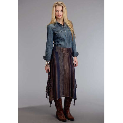 Stetson Ladies Fall III Blue Tone Stripe Long Sweater Skirt