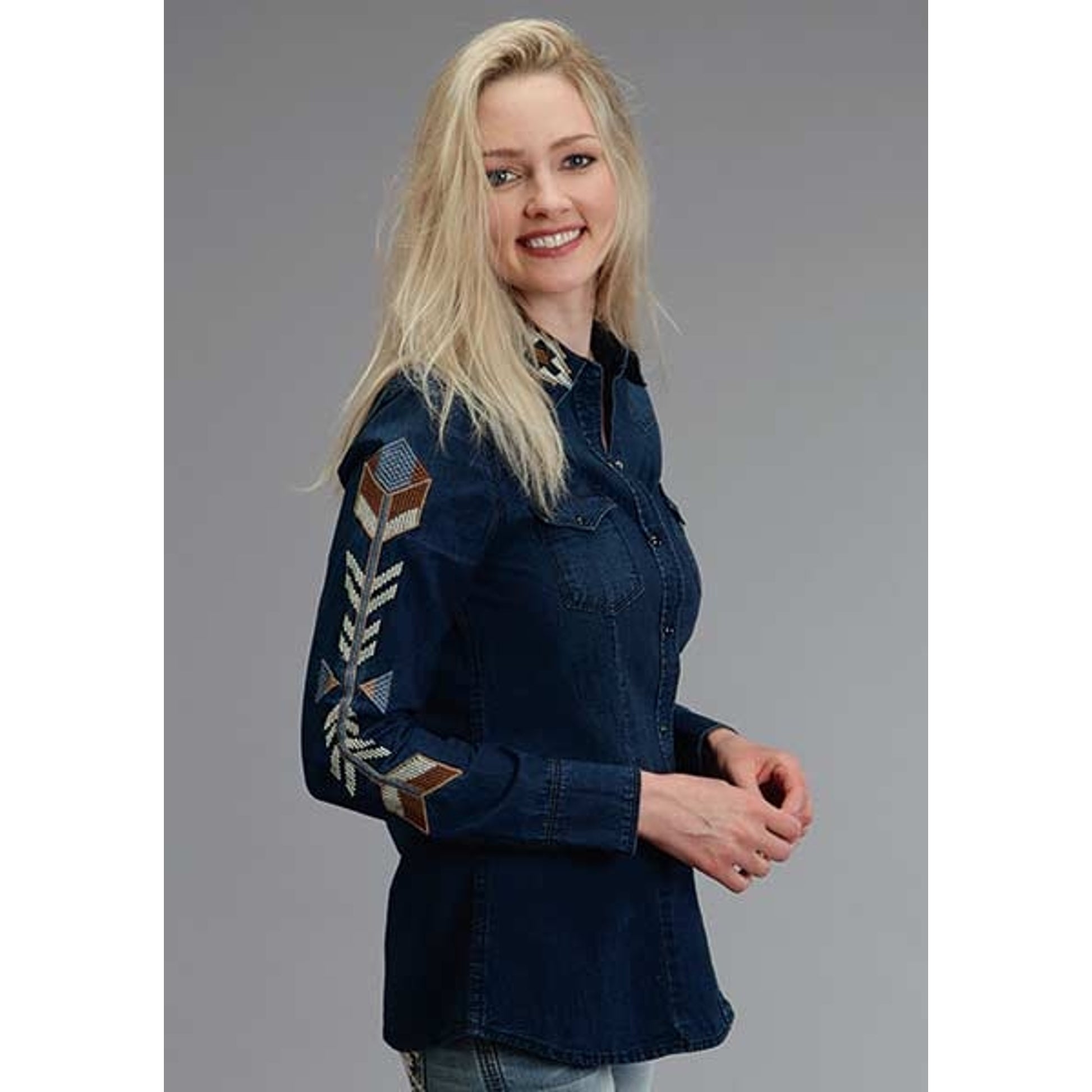 Stetson Ladies Fall III Chambray Western Fitted Blouse