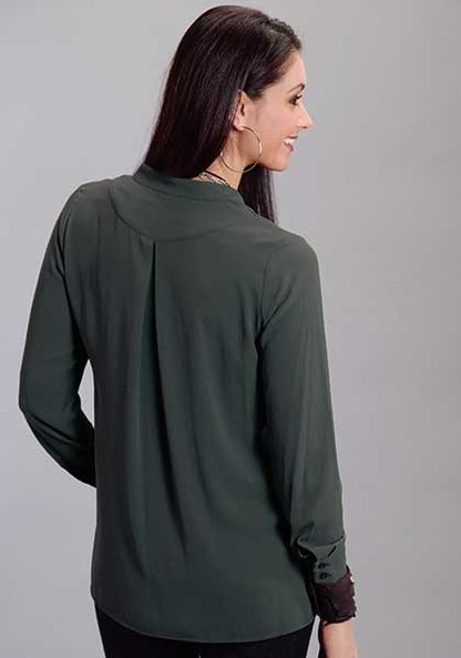 Stetson Ladies Fall III Poly Crepe Long Sleeve Blouse - Grey