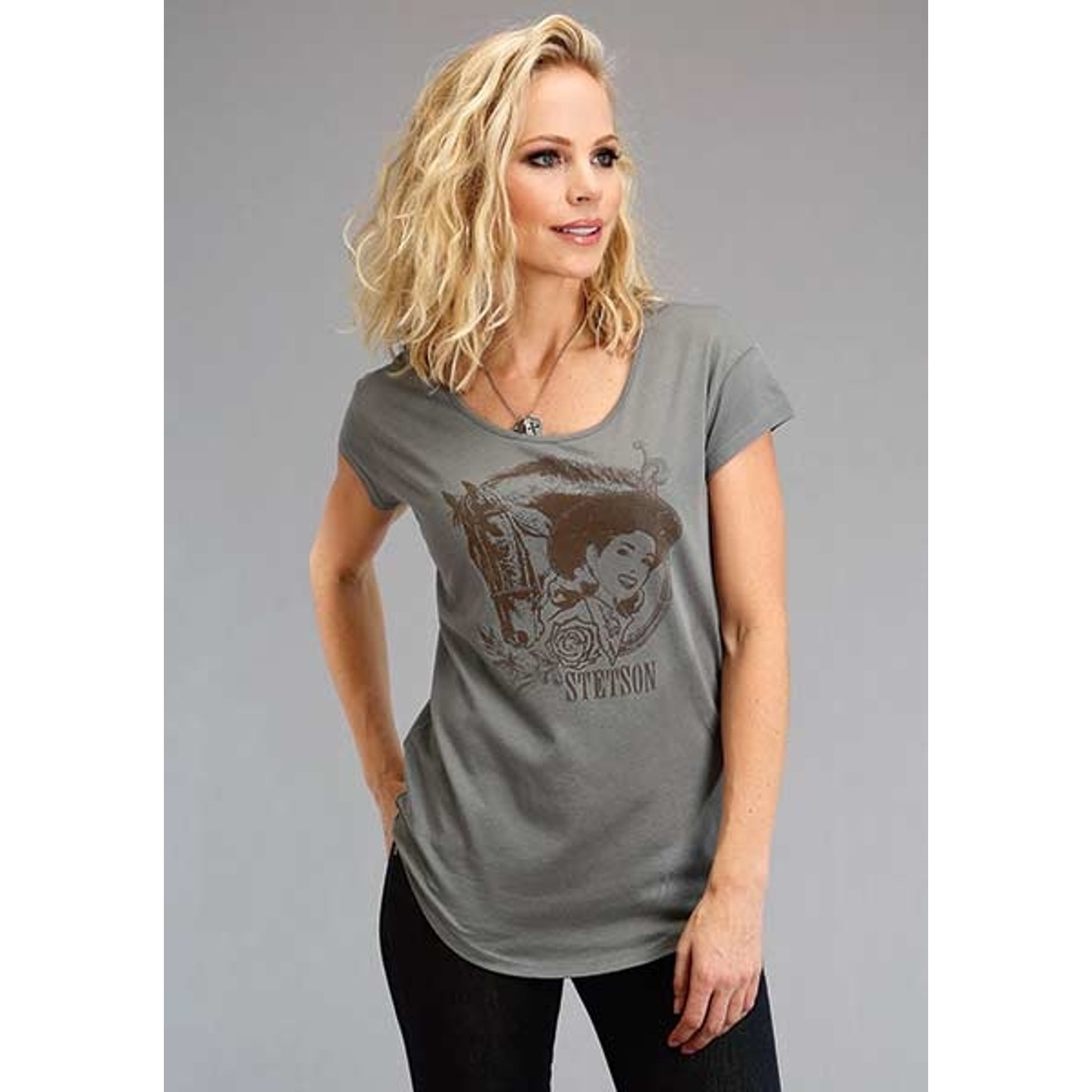Stetson Ladies Lady And Horse Stetson Screen Print T-Shirt