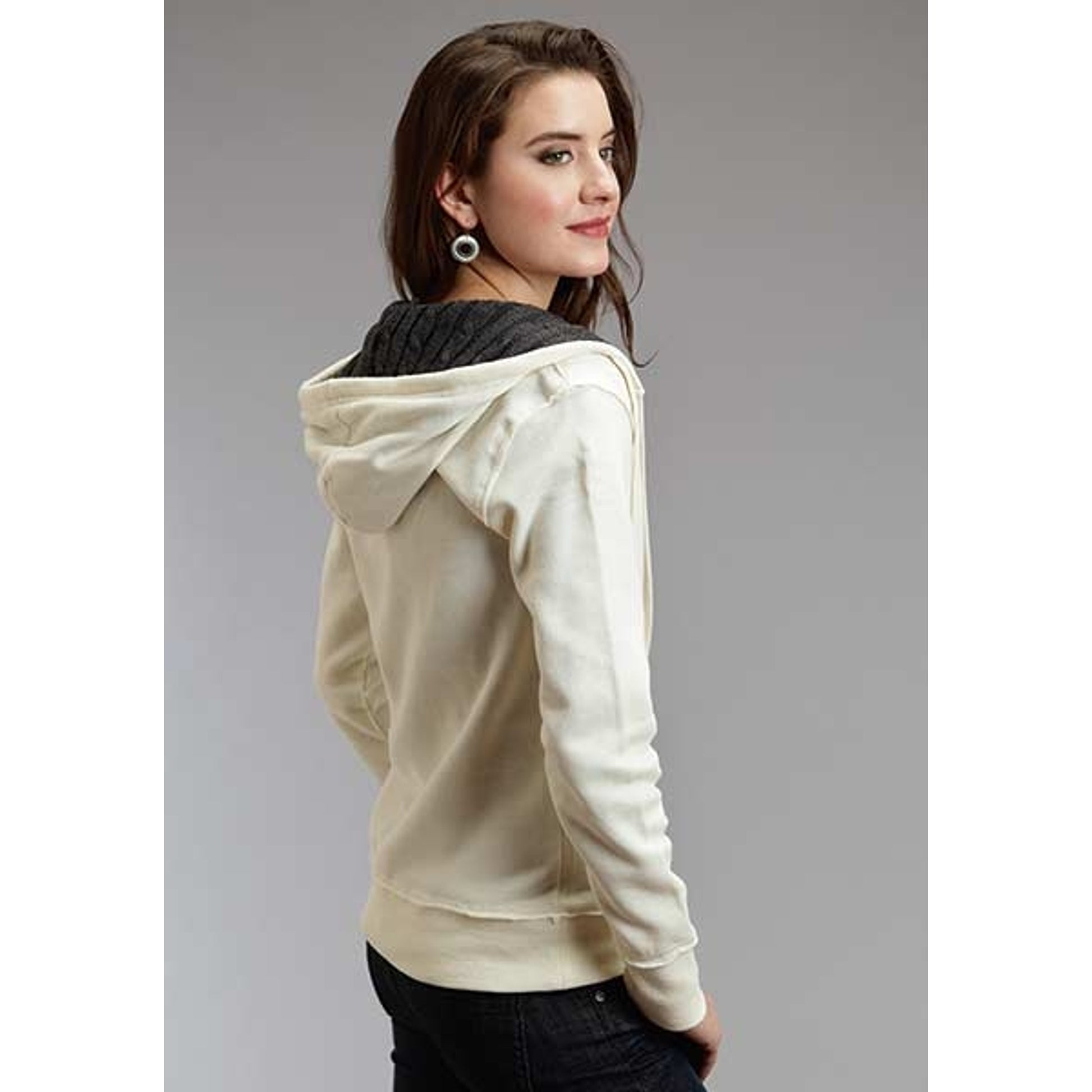 Stetson Ladies Left Chest Emblem Button Up Hooded Sweatshirt