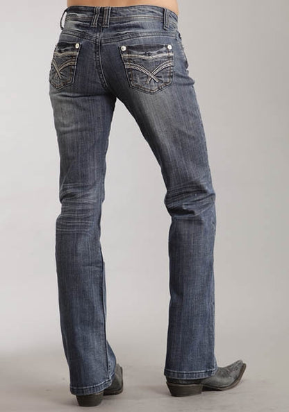 Stetson Ladies Medium Wash Fancy Contrast Top Stitch Boot Cut Jeans