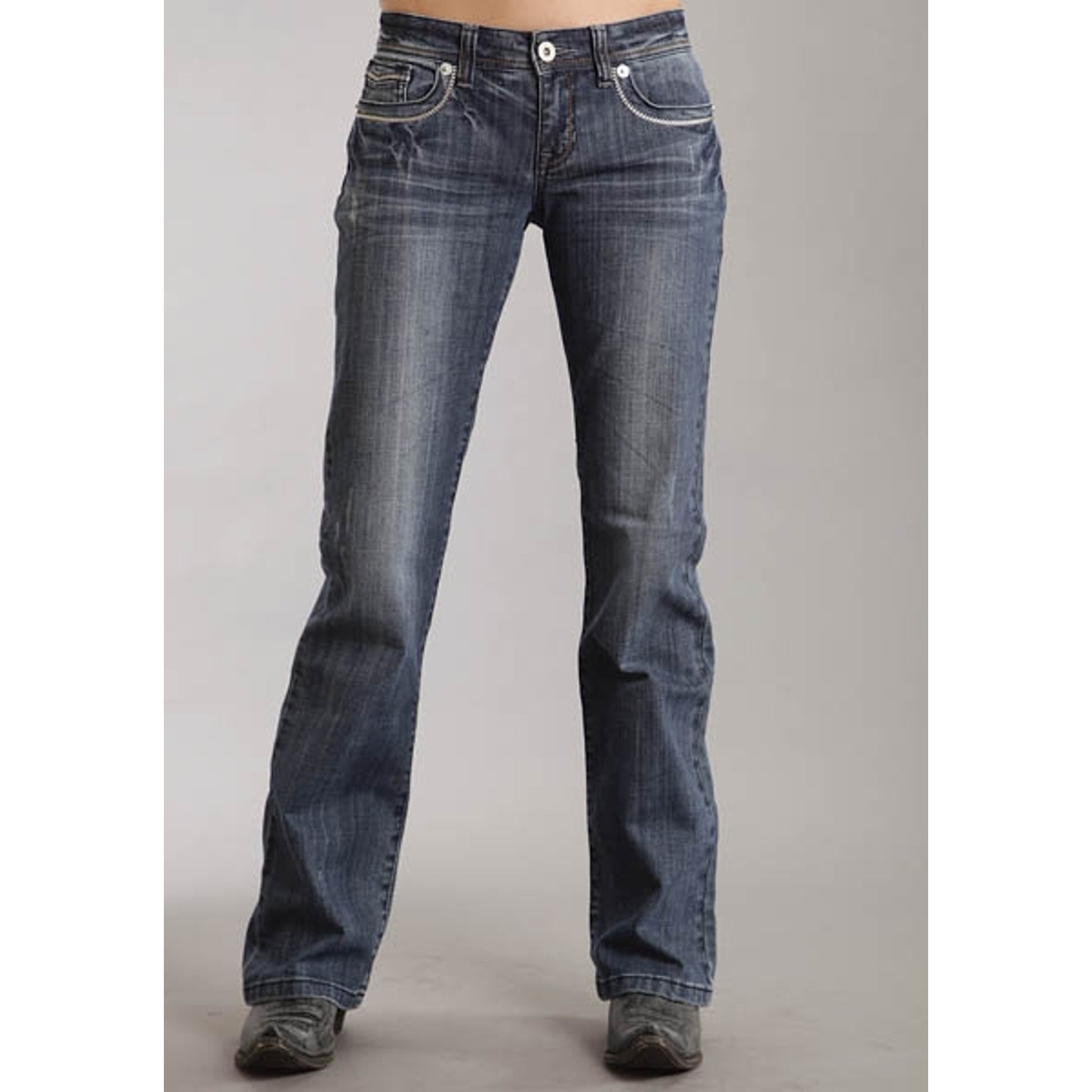 Stetson Ladies Medium Wash Fancy Contrast Top Stitch Boot Cut Jeans