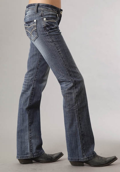 Stetson Ladies Medium Wash Fancy Contrast Top Stitch Boot Cut Jeans