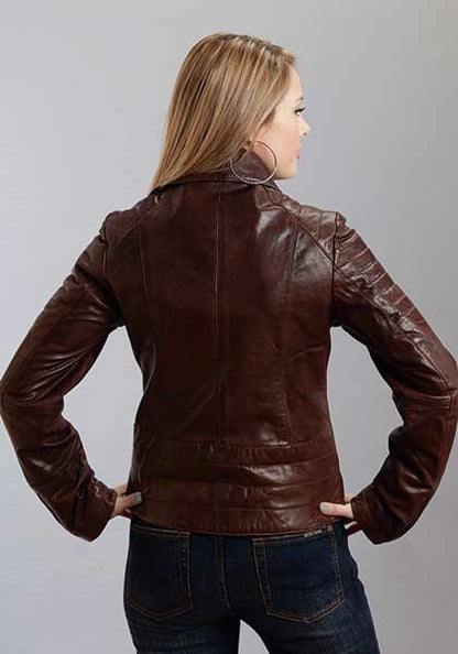 Stetson Ladies Moto Style Lamb Leather Jacket