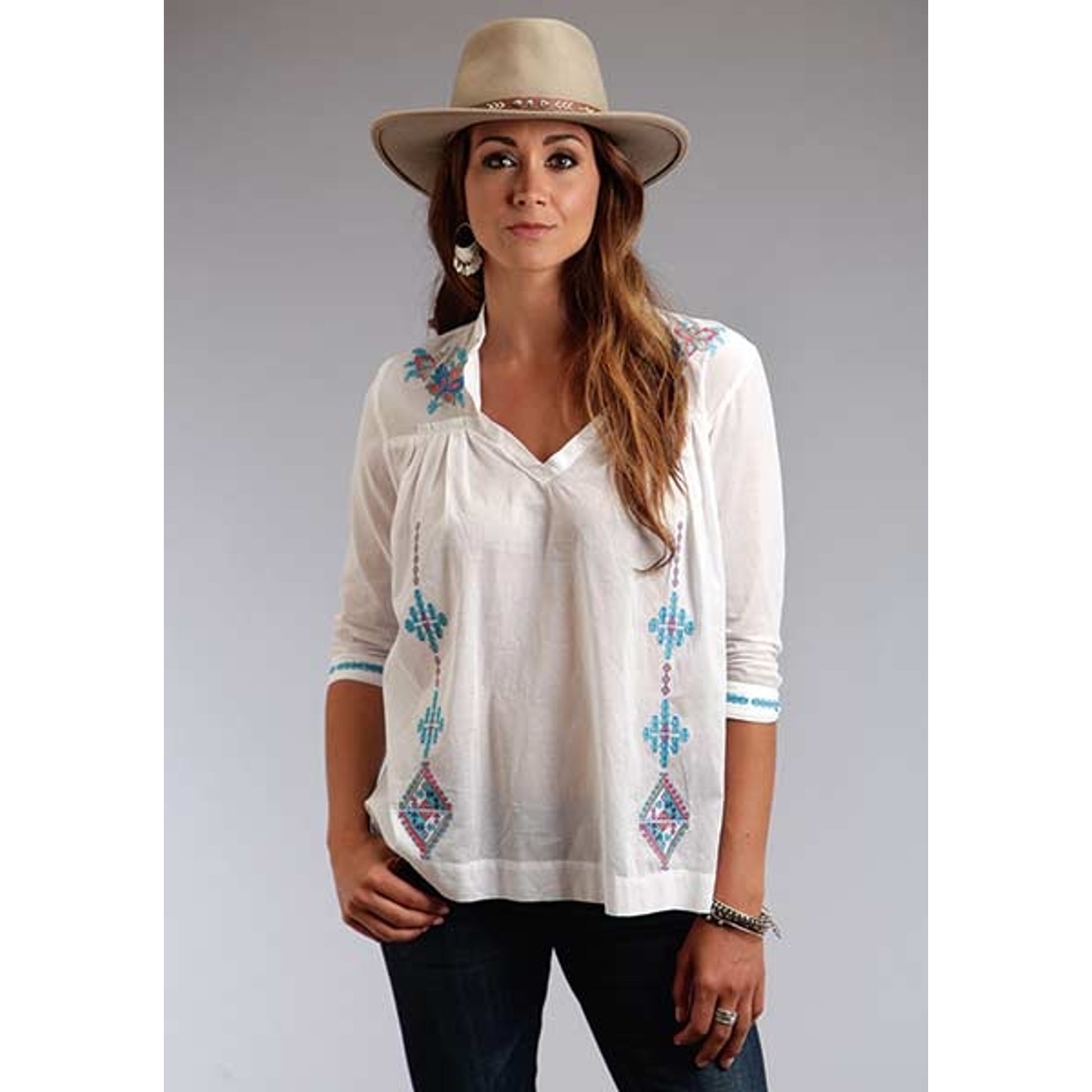 Stetson Ladies Summer I Voile Long Sleeve Peasant Blouse
