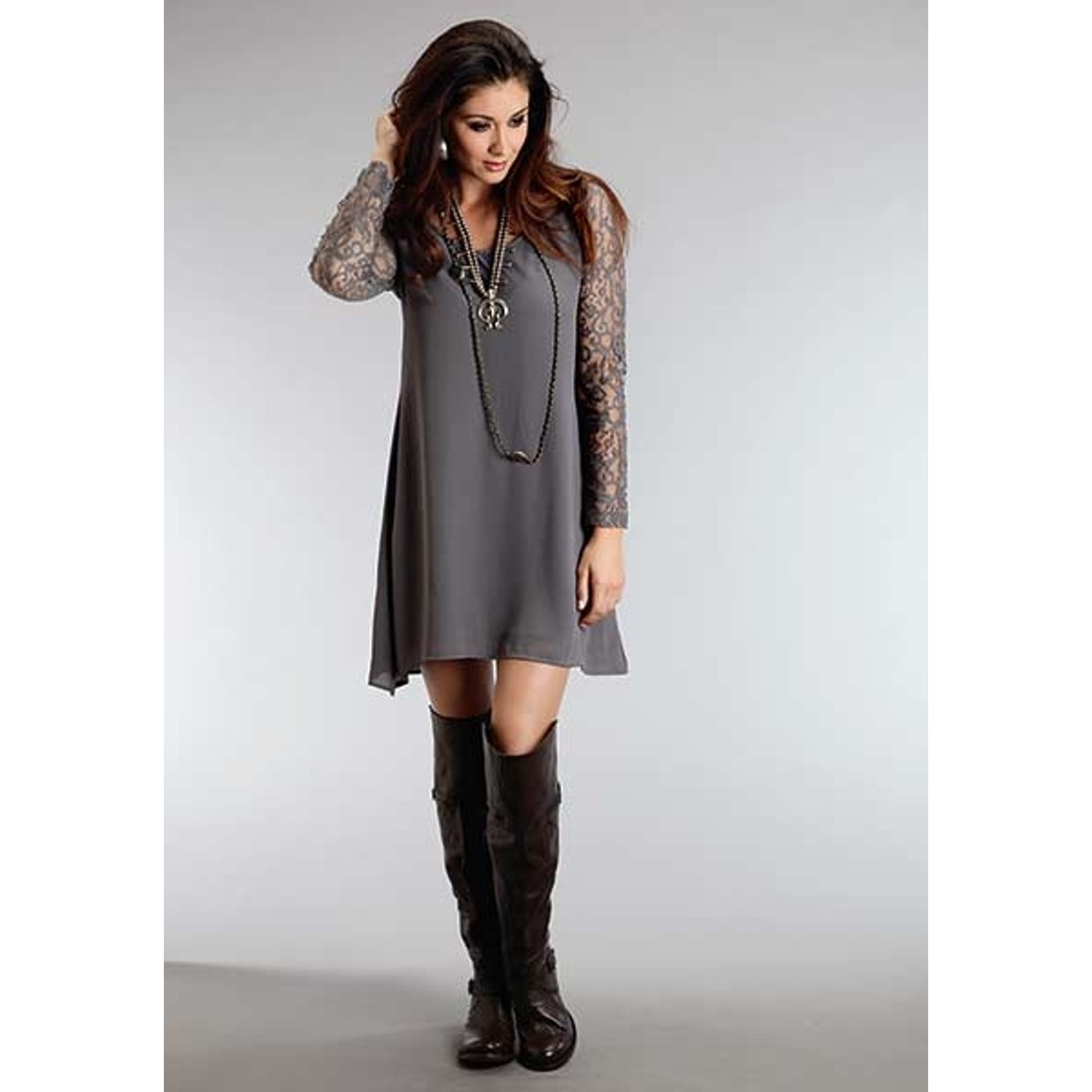 Stetson Ladies Winter I Charcoal Poly Crepe Dress