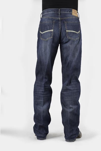 Stetson Mens 1312 Fit Medium Wash Heavy Stitched Back Pocket Jeans