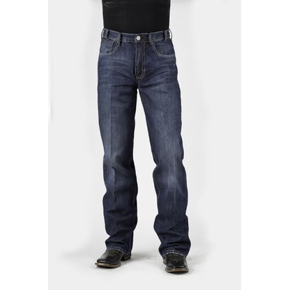 Stetson Mens 1312 Fit Medium Wash Heavy Stitched Back Pocket Jeans