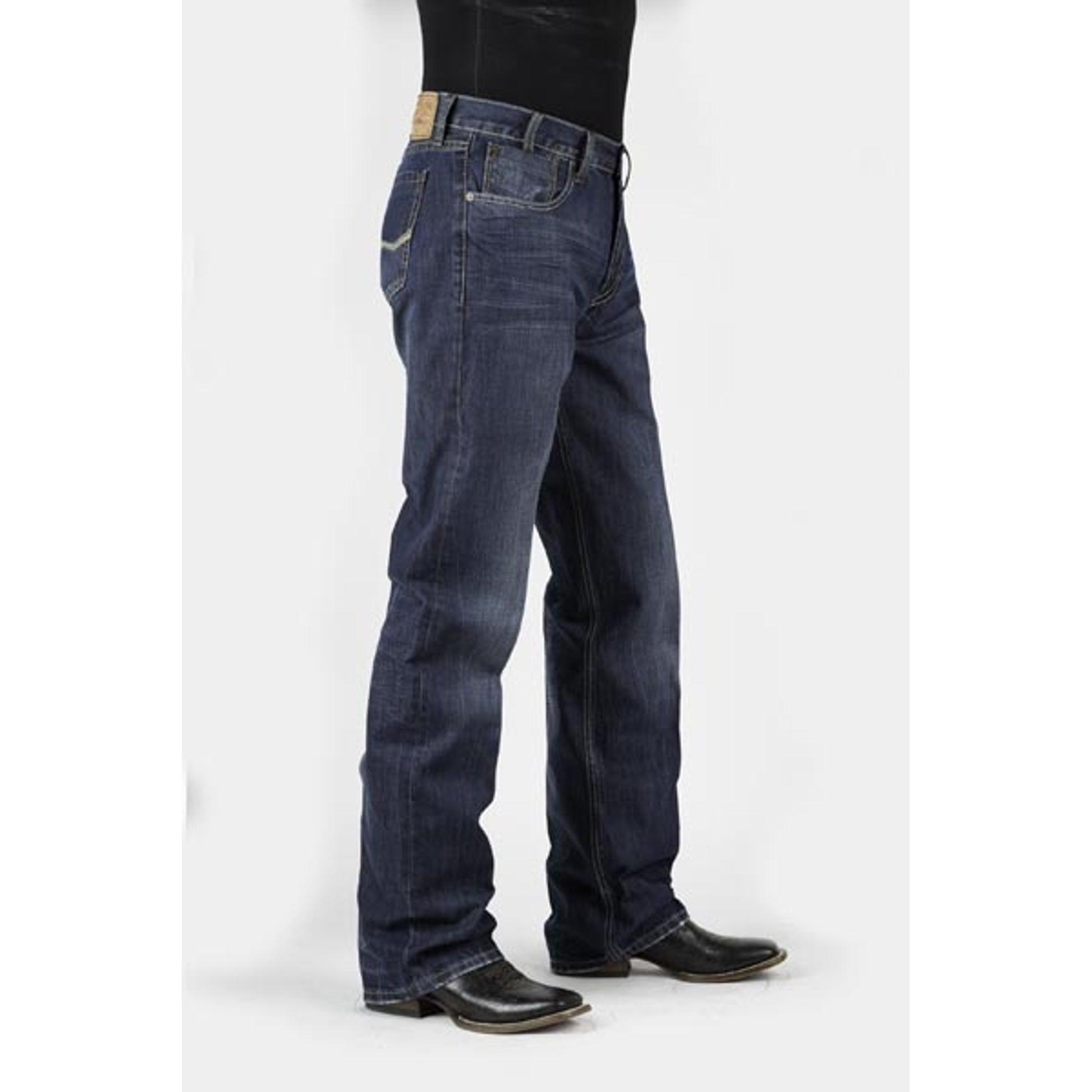 Stetson Mens 1312 Fit Medium Wash Heavy Stitched Back Pocket Jeans