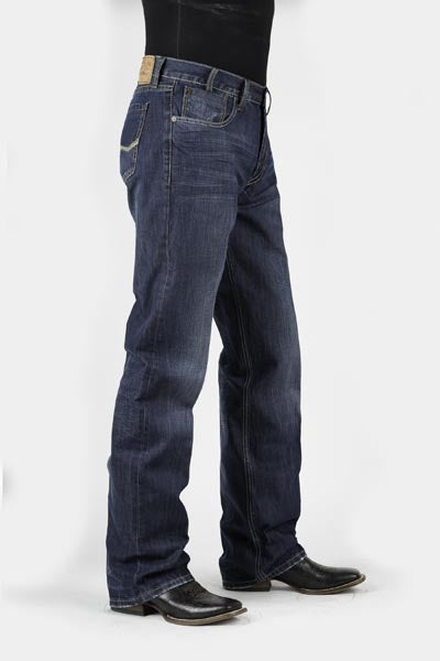 Stetson Mens 1312 Fit Medium Wash Heavy Stitched Back Pocket Jeans
