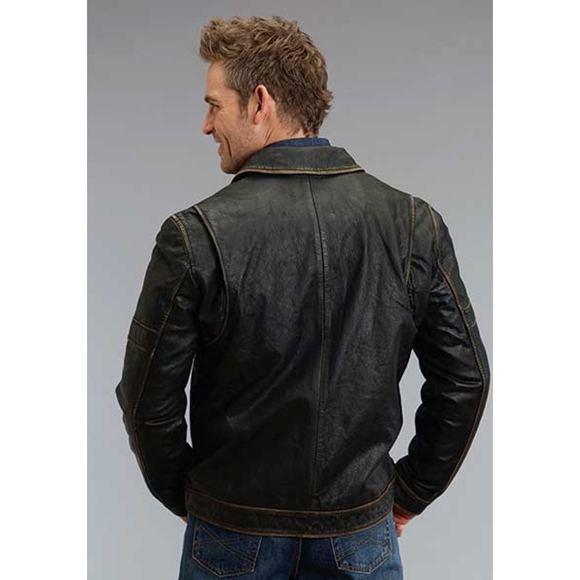 Stetson Mens Antique Finish Leather Jacket