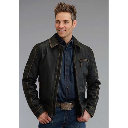 Stetson Mens Antique Finish Leather Jacket