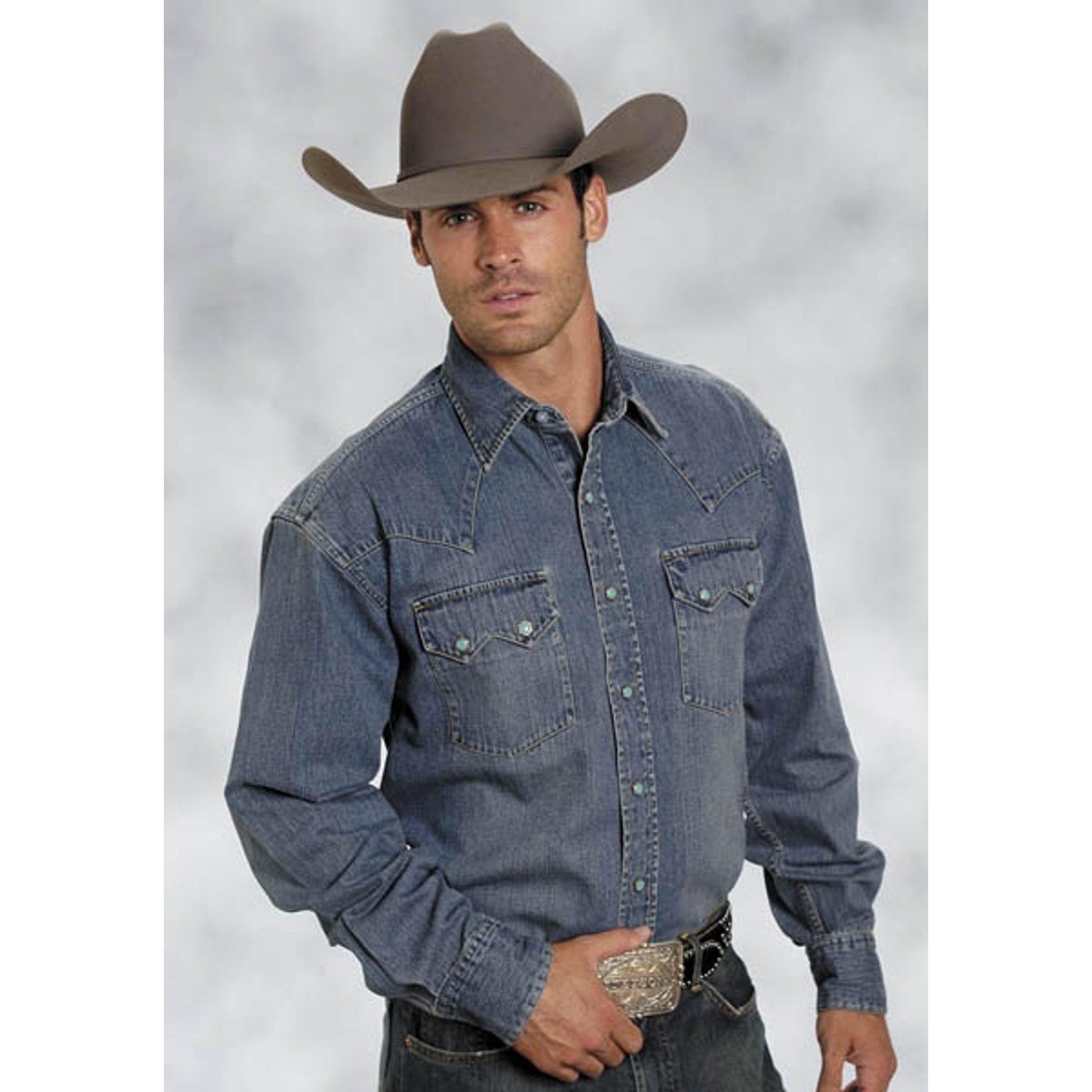 Stetson Mens Blue Lagoon Denim Deep Curved Yoke Long Sleeve Snap Shirt HorseLoverZ Stetson Mens Blue Lagoon Denim Deep Curved Yoke Long Sleeve Snap Shirt HorseLoverZ