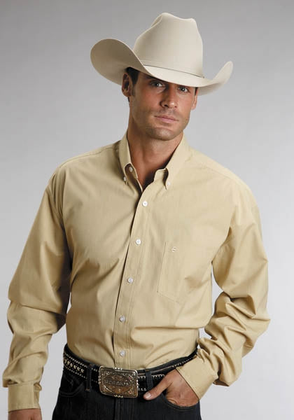 Stetson Mens C2 End On End Pocket Long Sleeve Shirt - Gold