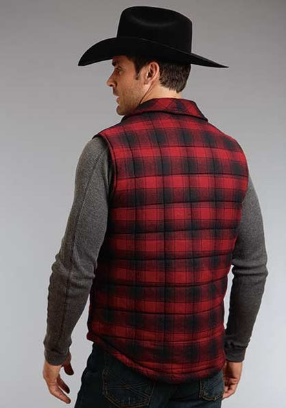 Stetson Mens Check Mate Plaid Brushed Twill Vest