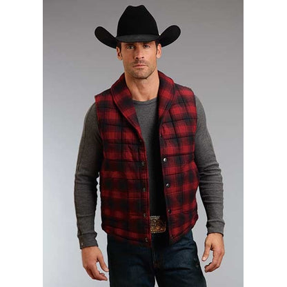 Stetson Mens Check Mate Plaid Brushed Twill Vest