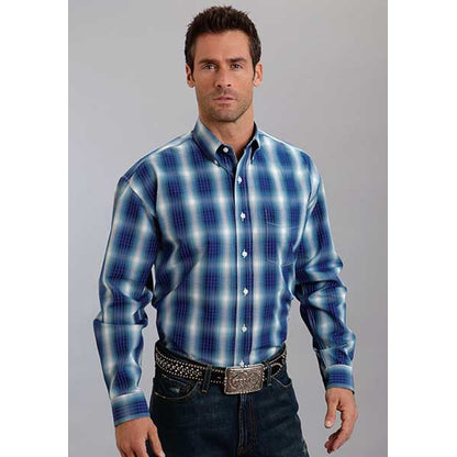 Stetson Mens Fall I Checked Ombre Long Sleeve Button Shirt