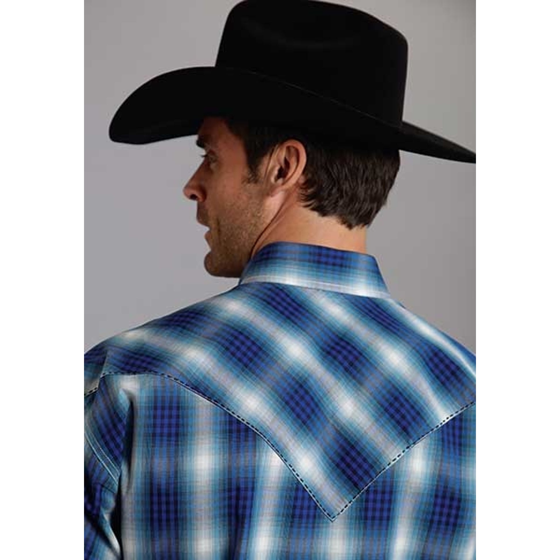 Stetson Mens Fall I Checked Ombre Long Sleeve Snap Shirt