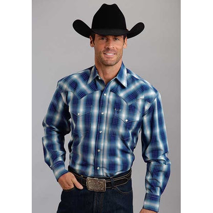 Stetson Mens Fall I Checked Ombre Long Sleeve Snap Shirt
