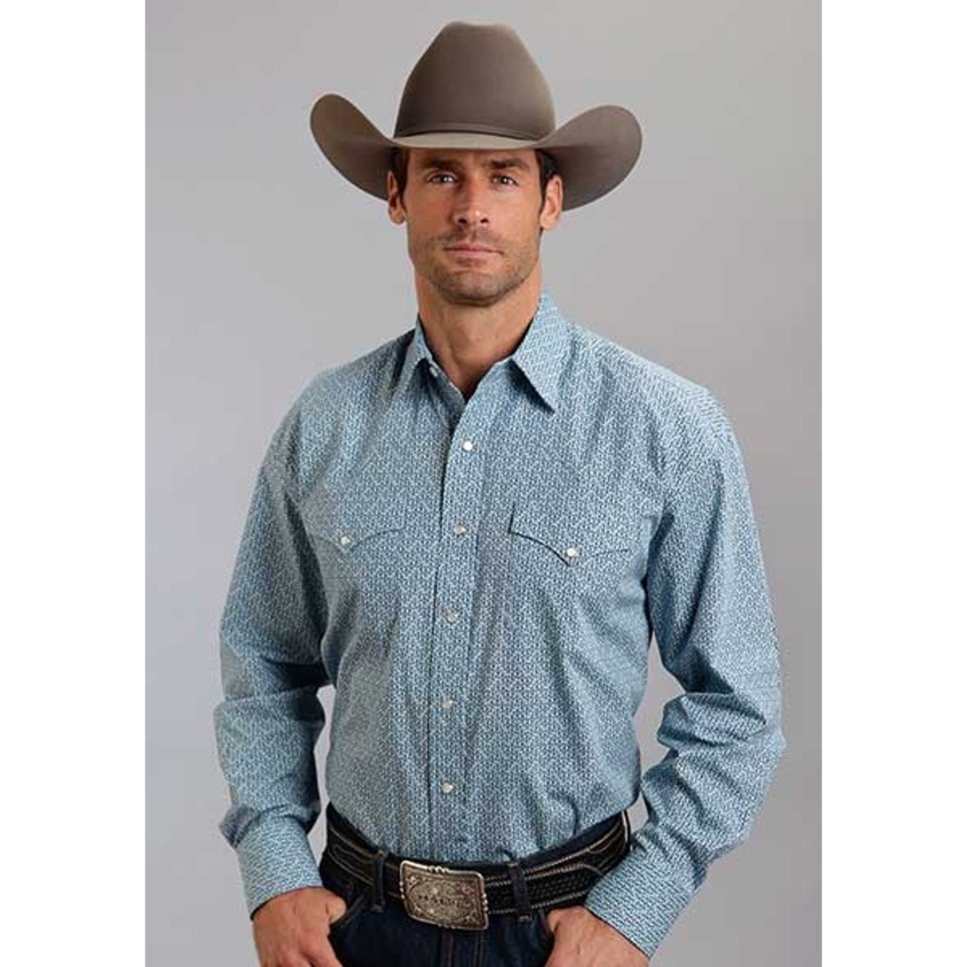 Stetson Mens Fall I Fleur De Lis Print Long Sleeve Snap Shirt