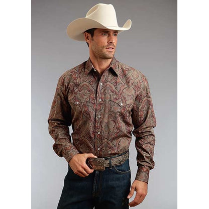 Stetson Mens Fall I Imperial Paisley Print Long Sleeve Snap Shirt