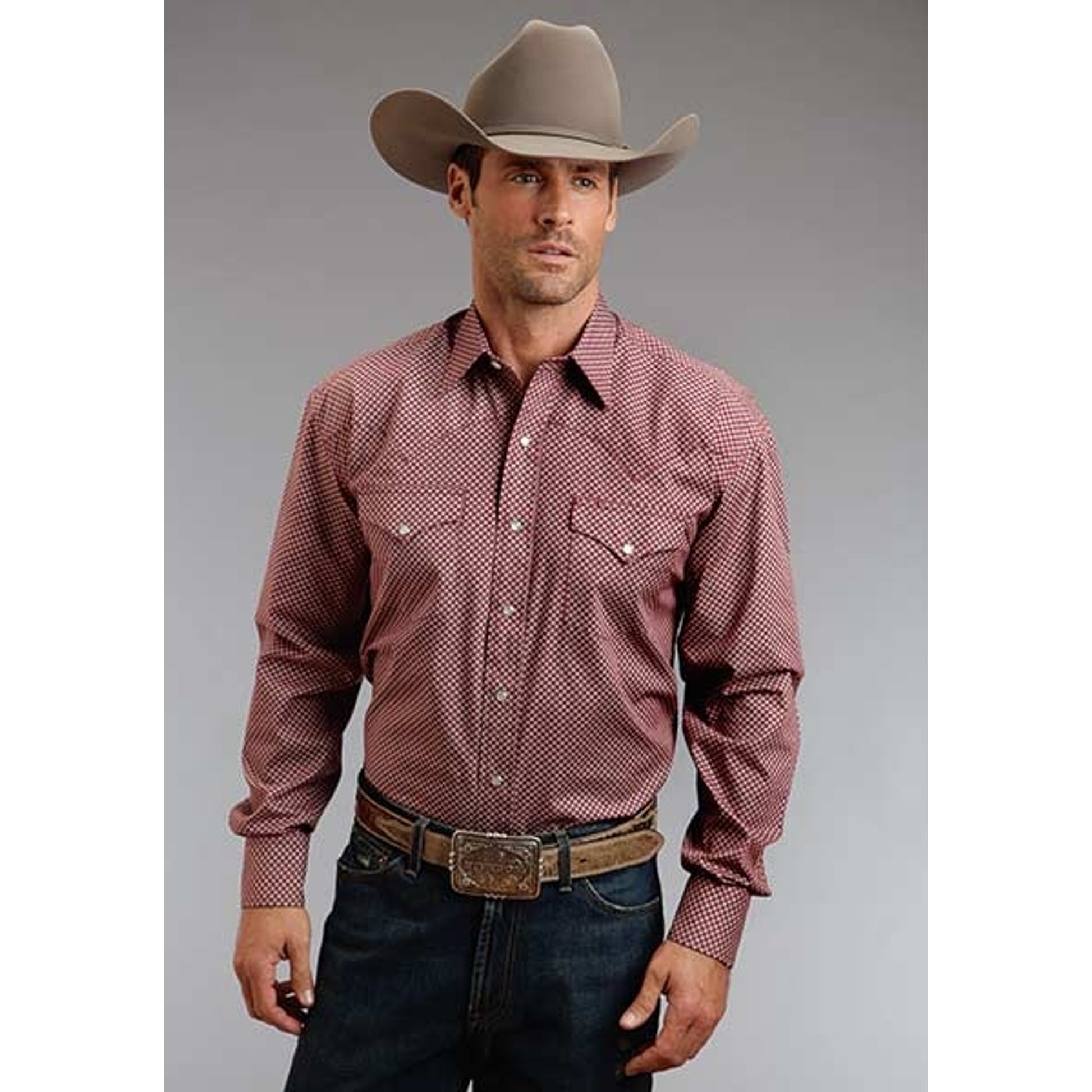 Stetson Mens Fall I Linked Circles Print Long Sleeve Snap Shirt