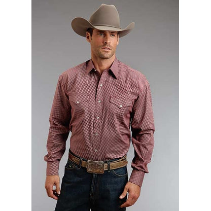 Stetson Mens Fall I Linked Circles Print Long Sleeve Snap Shirt