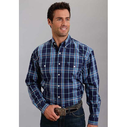 Stetson Mens Fall I Midnight Plaid Long Sleeve Button Shirt