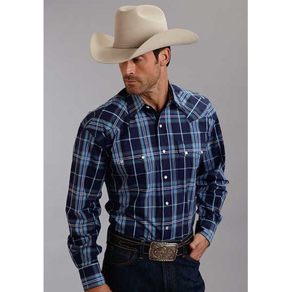 Stetson Mens Fall I Midnight Plaid Long Sleeve Snap Shirt