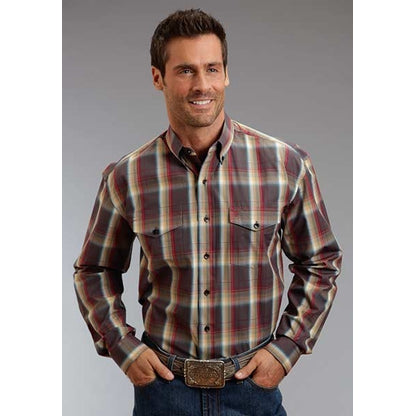 Stetson Mens Fall I Ombre Long Sleeve Button Shirt - Sandstone