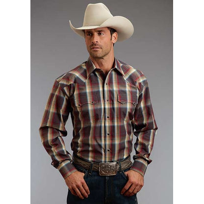 Stetson Mens Fall I Sandstone Ombre Long Sleeve Snap Shirt