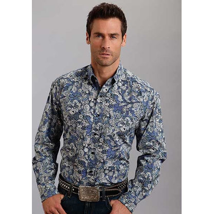Stetson Mens Fall I Spyrograph Paisley Print Long Sleeve Button Shirt