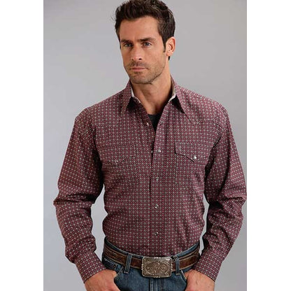 Stetson Mens Fall II Circles Print Long Sleeve Snap Shirt