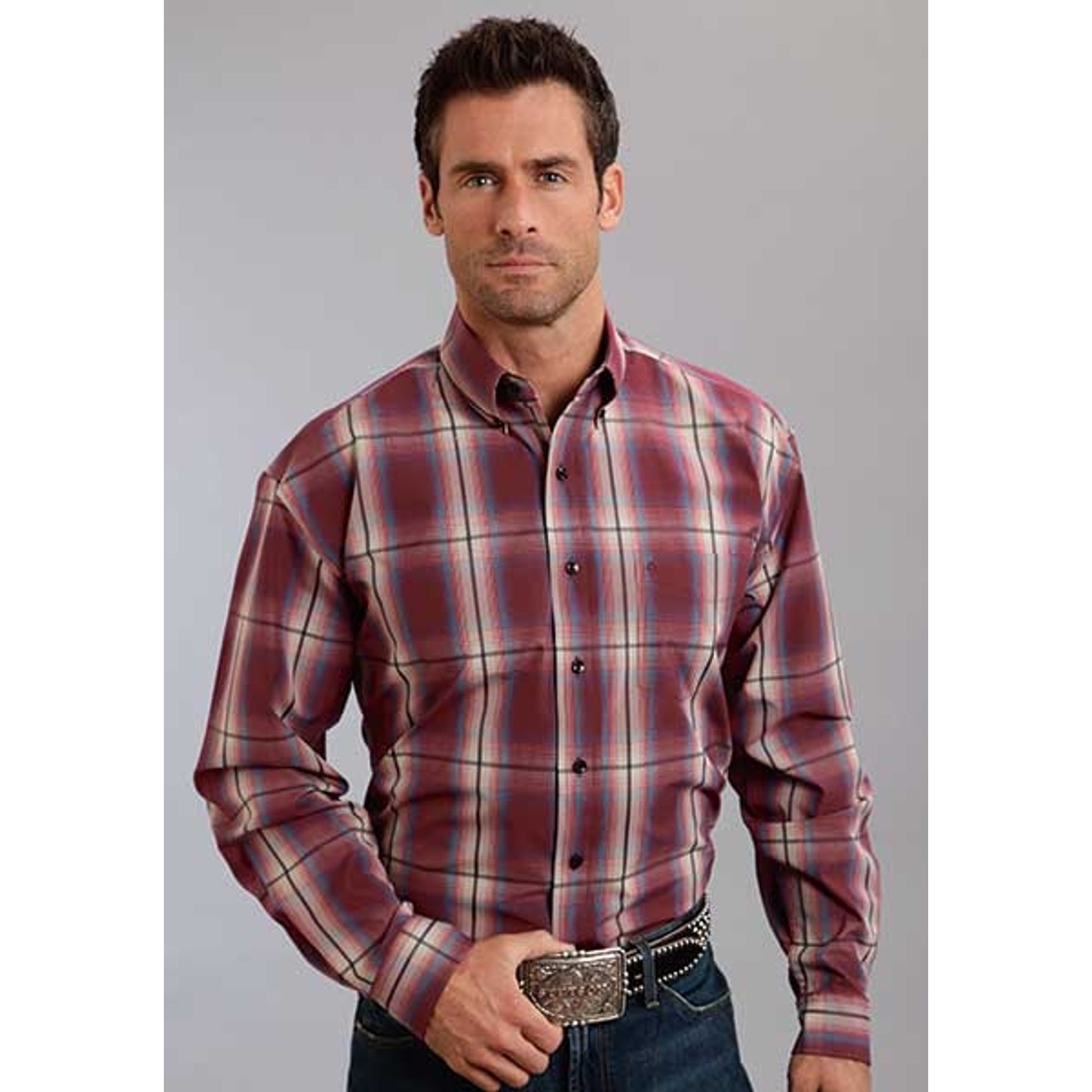Stetson Mens Fall II Hearth Ombre Long Sleeve Button Shirt