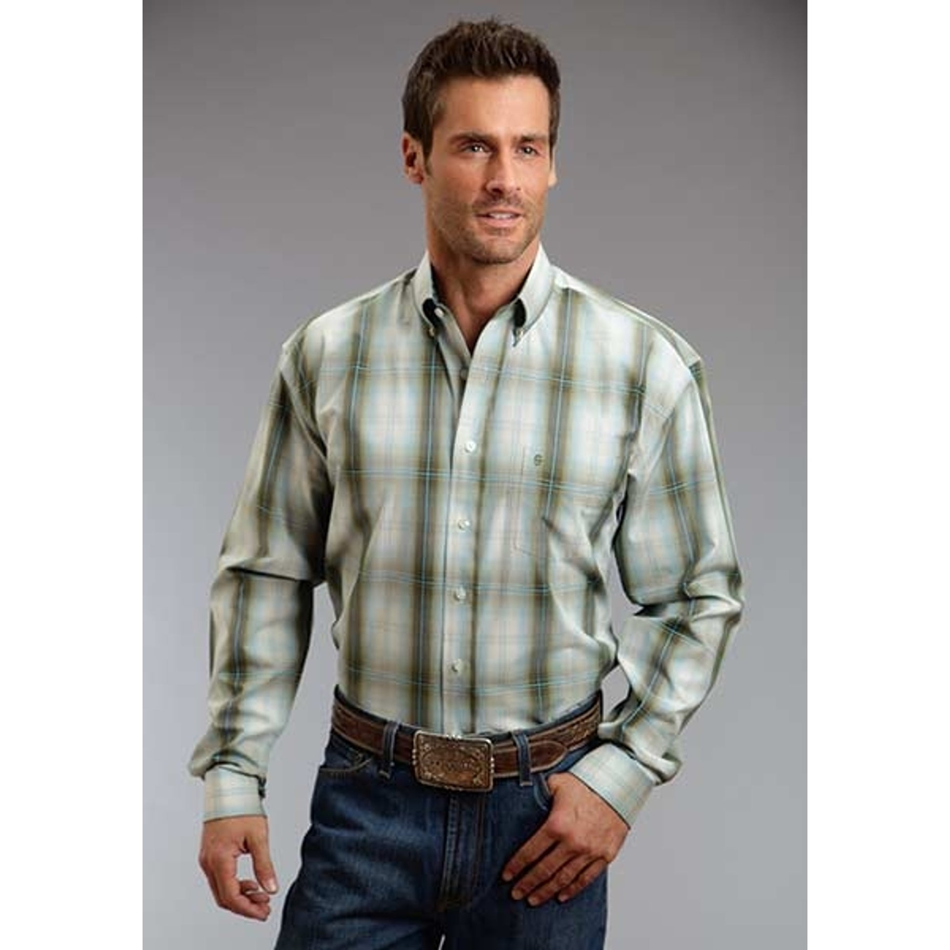 Stetson Mens Fall II Hunters Plaid Long Sleeve Button Shirt