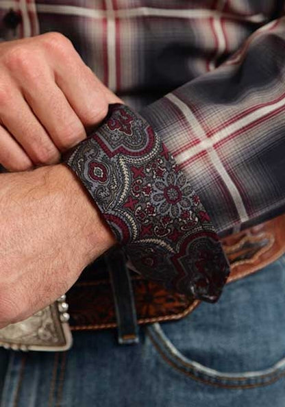 Stetson Mens Fall II Iron Ombre Plaid Long Sleeve Button Shirt