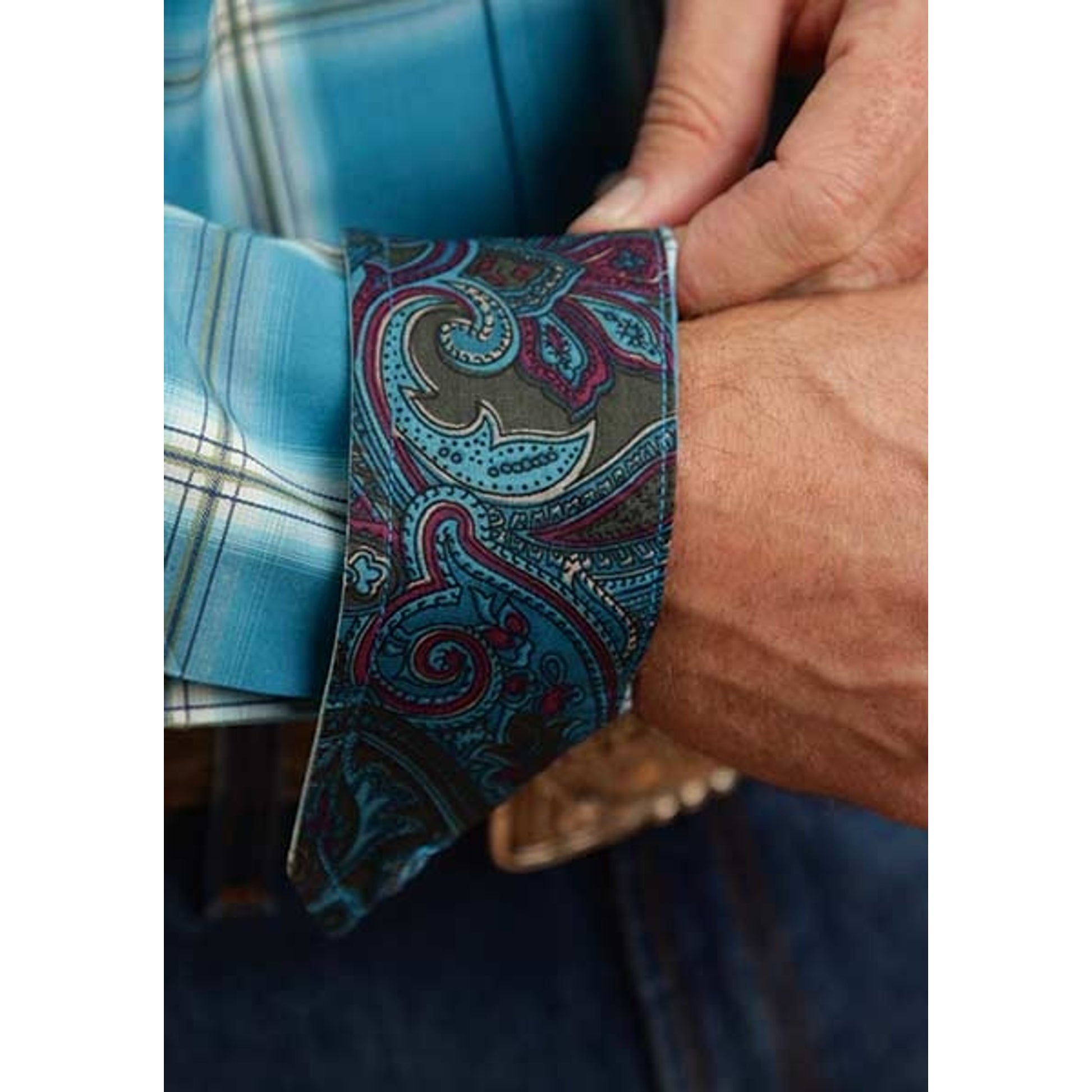 Stetson Mens Fall II Ombre Long Sleeve Button Shirt - Teal