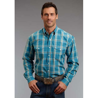 Stetson Mens Fall II Ombre Long Sleeve Button Shirt - Teal