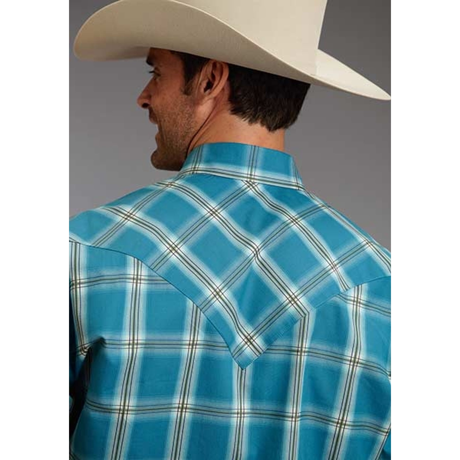 Stetson Mens Fall II Ombre Long Sleeve Snap Shirt - Teal