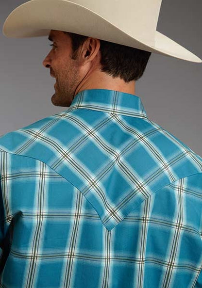 Stetson Mens Fall II Ombre Long Sleeve Snap Shirt - Teal