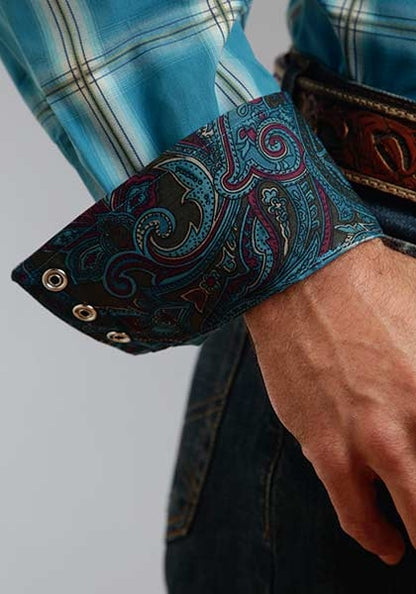 Stetson Mens Fall II Ombre Long Sleeve Snap Shirt - Teal