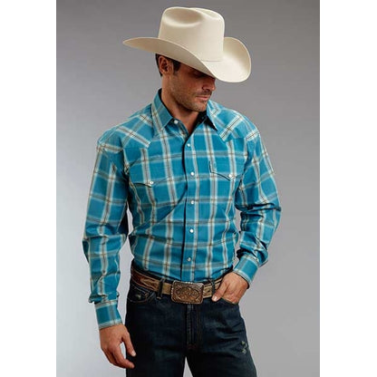 Stetson Mens Fall II Ombre Long Sleeve Snap Shirt - Teal