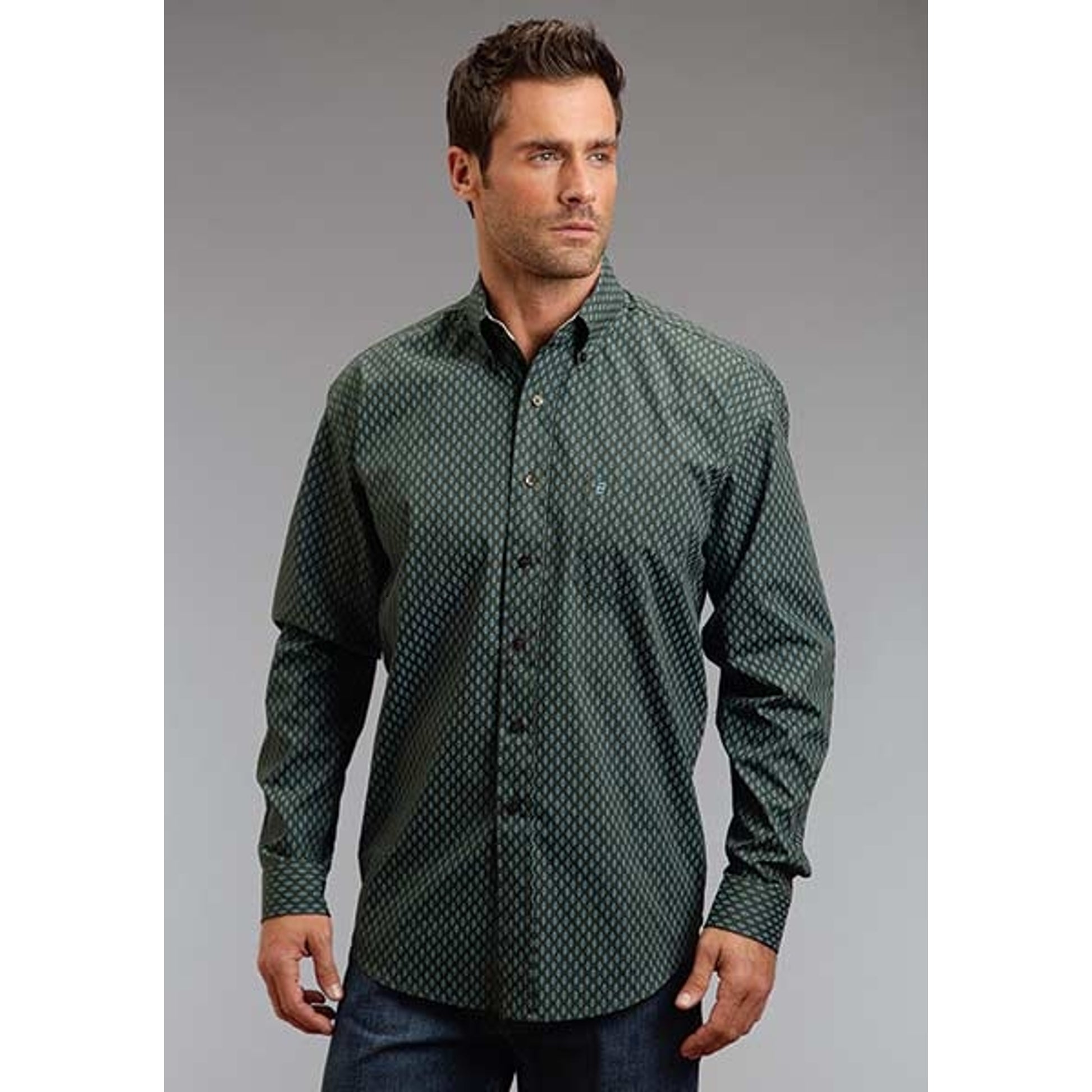 Stetson Mens Fall II Vintage Leaf Neat Long Sleeve Button Shirt