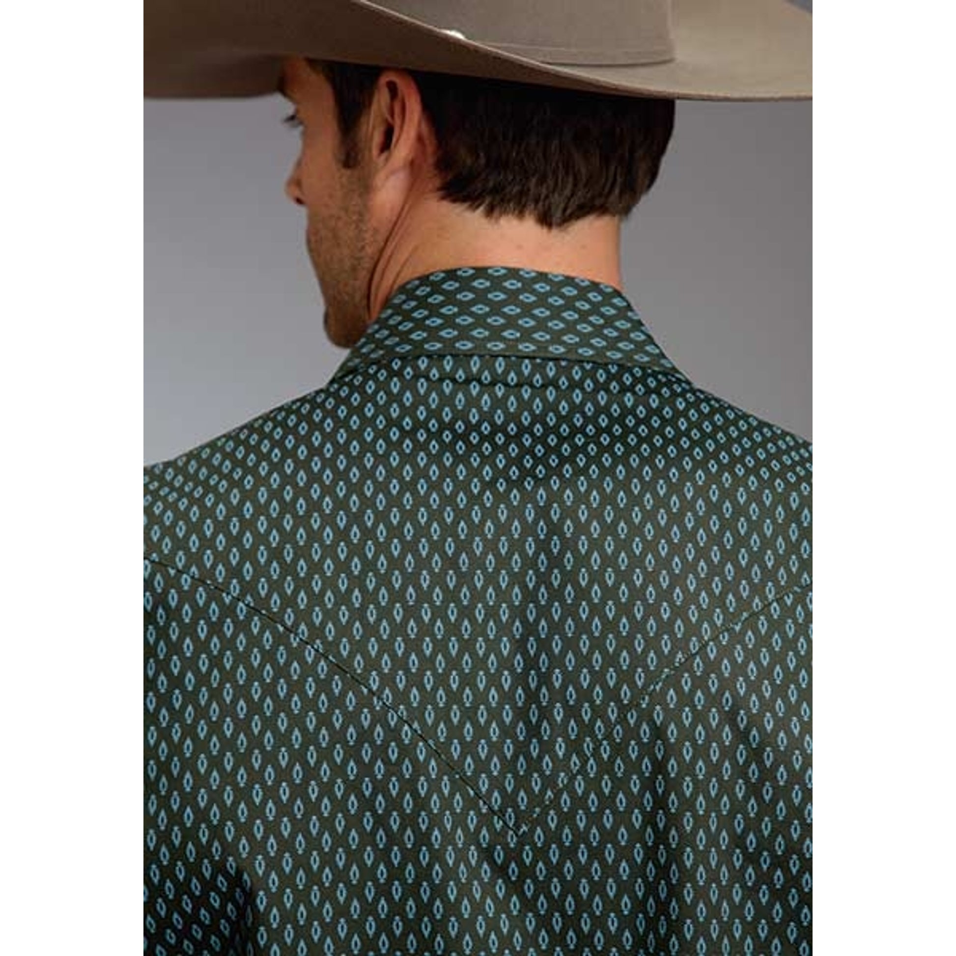 Stetson Mens Fall II Vintage Leaf Neat Long Sleeve Snap Shirt
